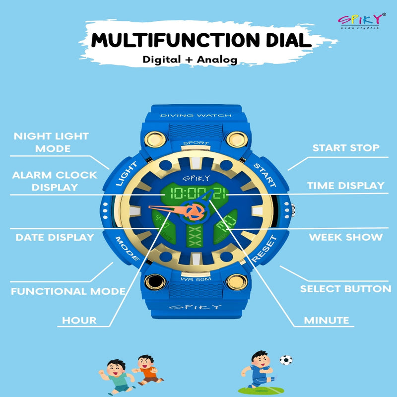Spiky Premium Analog-Digital Watch For Kids EVA31