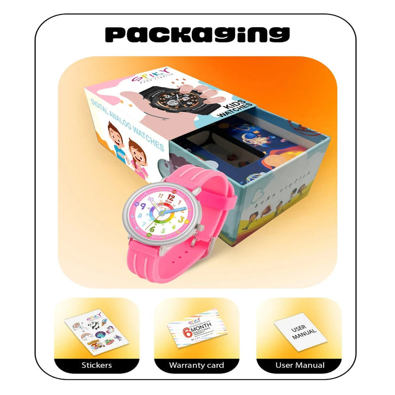 Spiky Round Kids Colorful Time Teaching Analog Watch For Children Boys And Girls