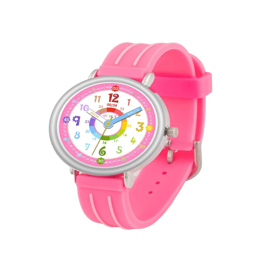 Spiky Round Kids Colorful Time Teaching Analog Watch For Children Boys And Girls