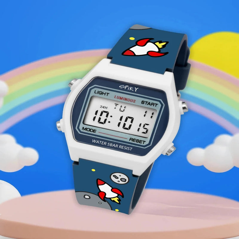 Spiky Spkeva25 Unique Printed Square Multi Functional Sports Digital Watch