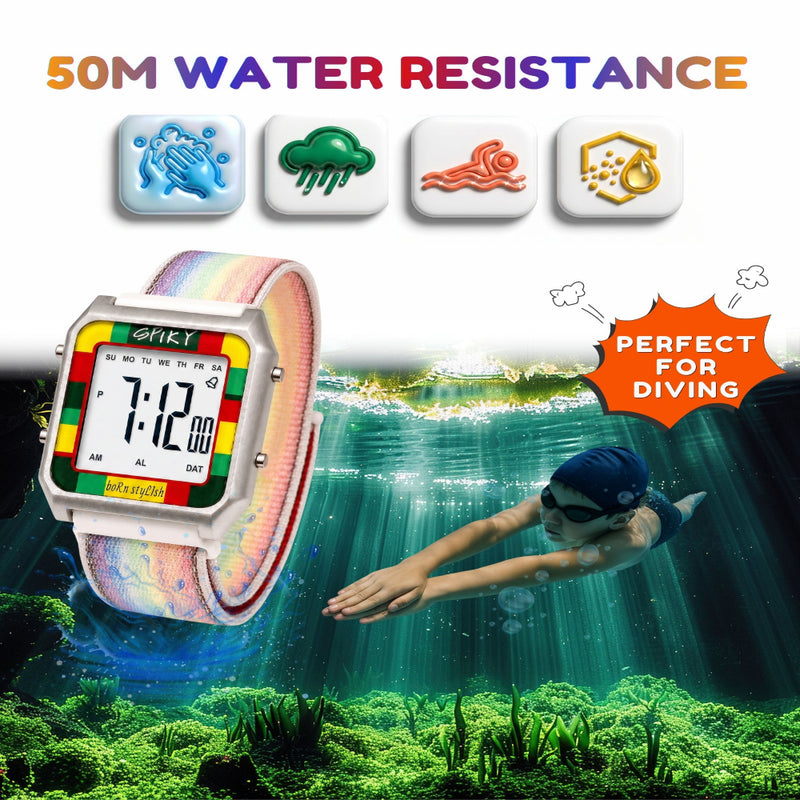 Spiky SPKEVA47 Rectangle Digital Sports Watch For Kids