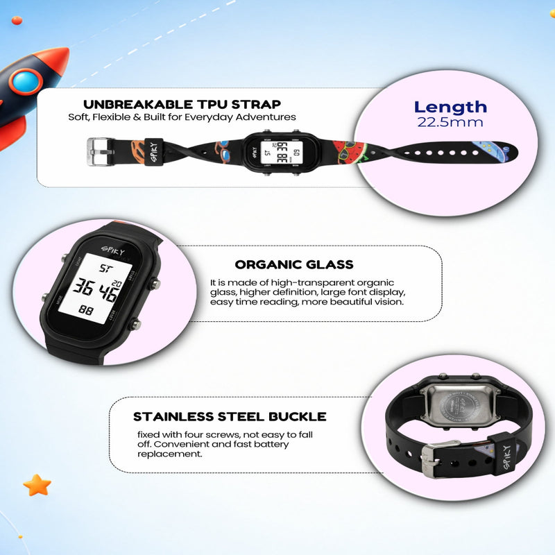 Spiky SPKEVA53 Rectangle Kids Digital Watch