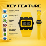 Spiky SPKEVA61 Unique Rectangle Dial Sports Watch With AlarmDay & Date Calendar