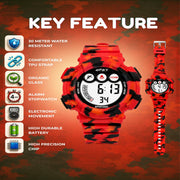 Spiky SPKEVA63 Round Digital Sports Watch For Kids | Military, Camouflage Design