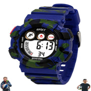 Spiky SPKEVA63 Round Digital Sports Watch For Kids | Military, Camouflage Design