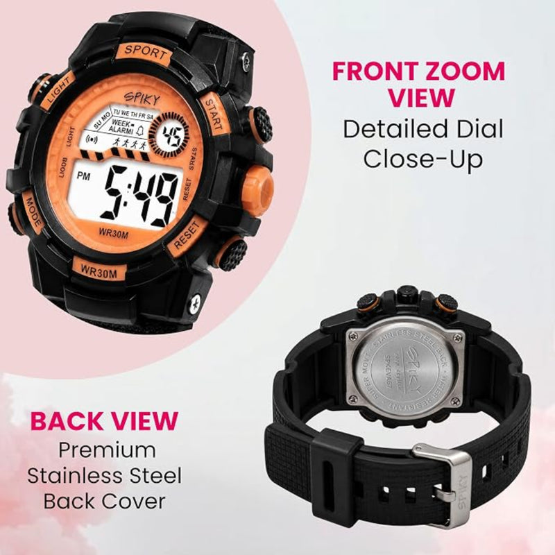Spiky SPKEVA67 Round Dial Sports Watch With Luminous Display Alarm Day & Date Calendar