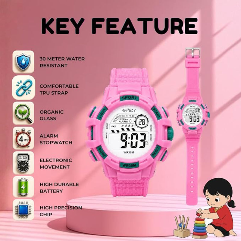 Spiky SPKEVA67 Round Dial Sports Watch With Luminous Display Alarm Day & Date Calendar