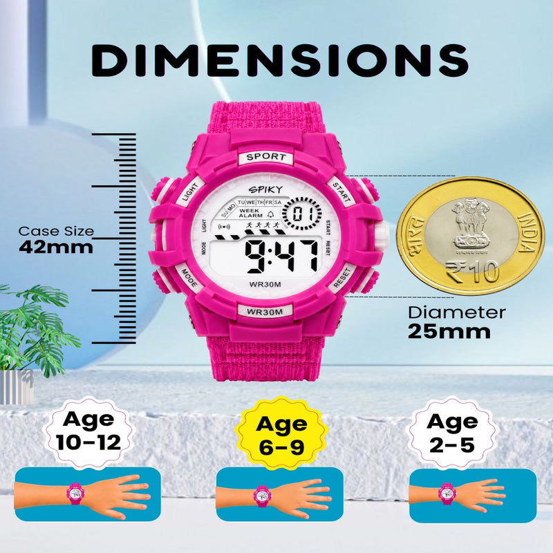 Spiky SPKEVA67 Round Dial Sports Watch With Luminous Display Alarm Day & Date Calendar