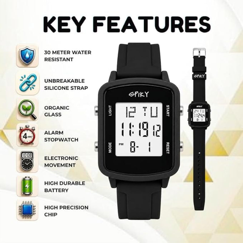 Spiky SPKEVA68 Square Digital Watch For Kids Boys & Girls
