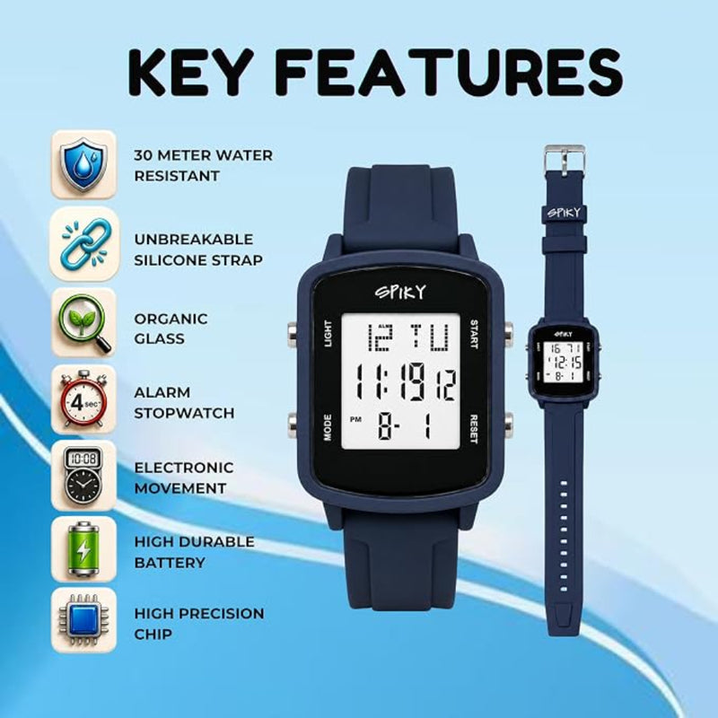 Spiky SPKEVA68 Square Digital Watch For Kids Boys & Girls