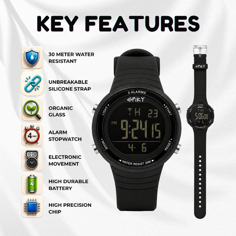 Spiky SPKEVA70 Square Digital Sports Watch