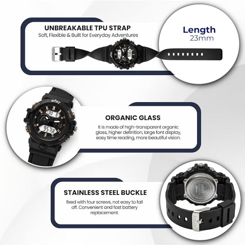 Spiky SPKEVA71 Round Analog Digital Sports Watch