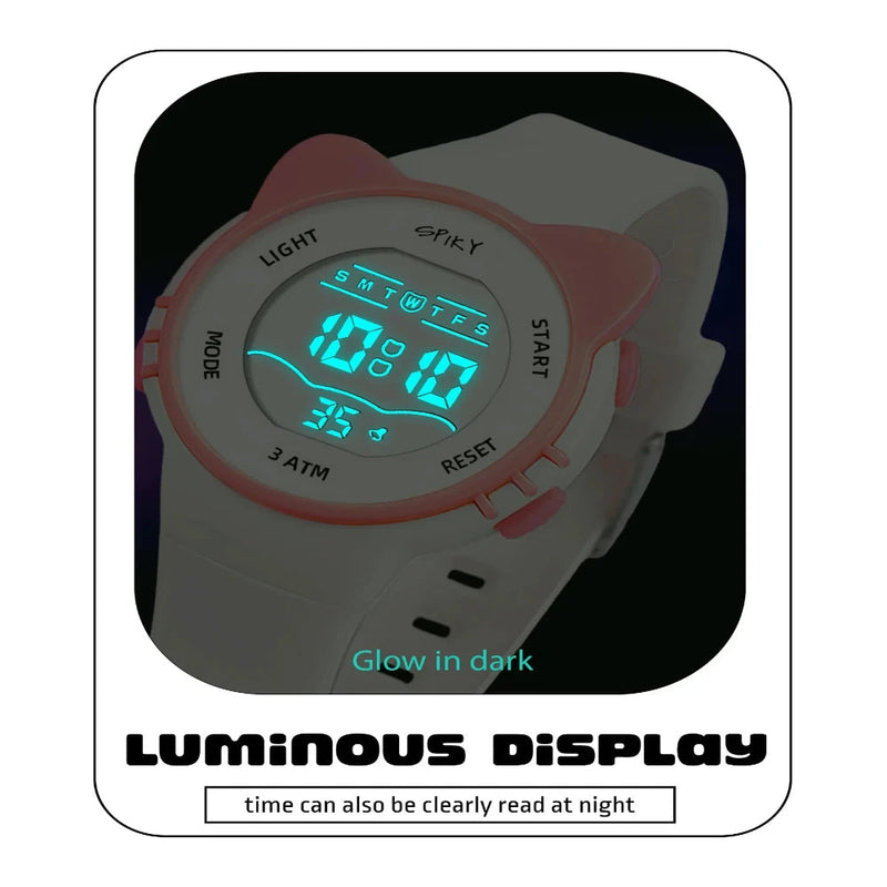 Spiky Spkeva12 Round Cat Shaped Sports Digital Watch