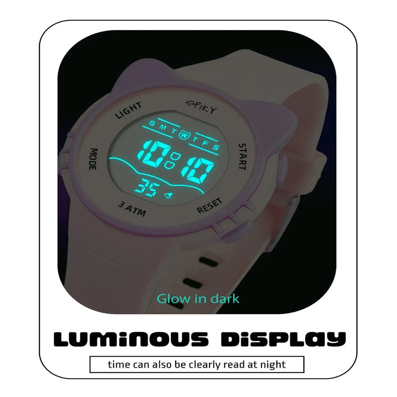 Spiky Spkeva12 Round Cat Shaped Sports Digital Watch