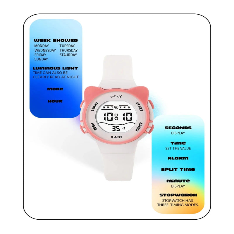 Spiky Spkeva12 Round Cat Shaped Sports Digital Watch
