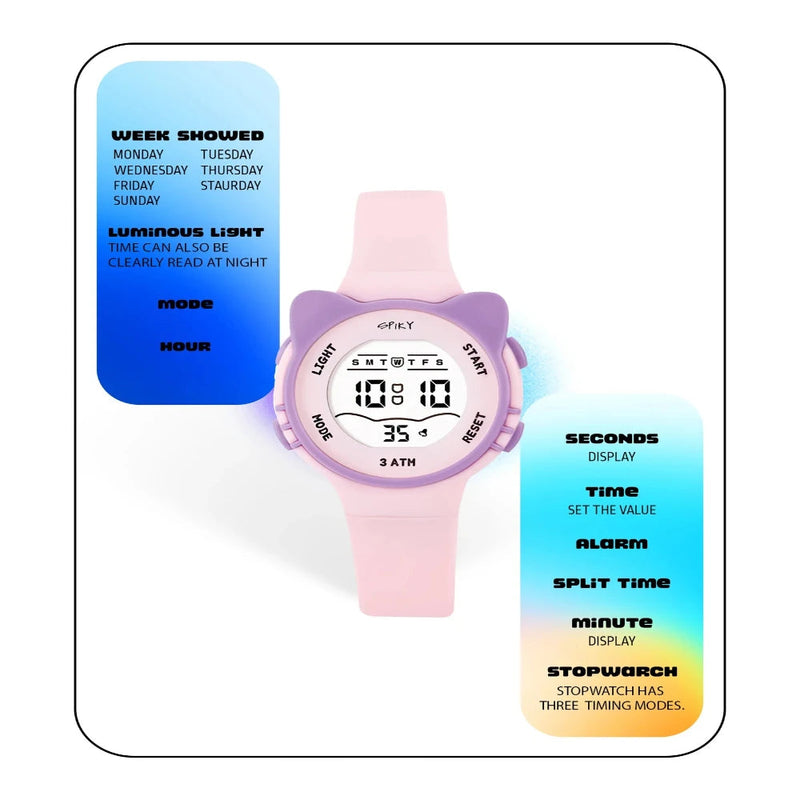 Spiky Spkeva12 Round Cat Shaped Sports Digital Watch