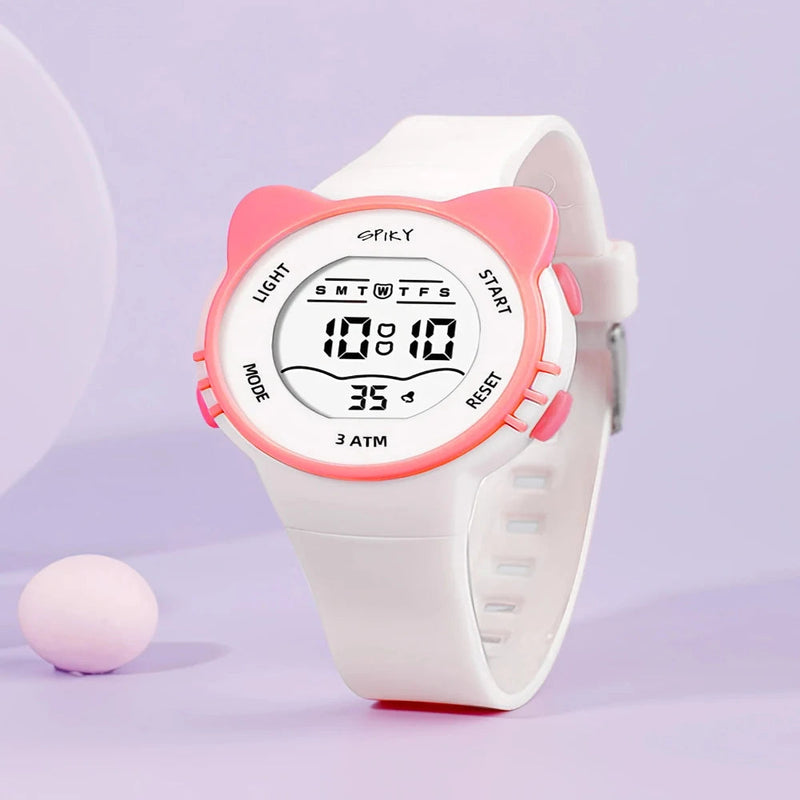 Spiky Spkeva12 Round Cat Shaped Sports Digital Watch