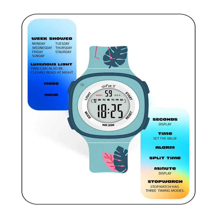 Spiky Spkeva15 Turquoise Unique Square Digital Watch For Kids-Novelty Toys-Spiky-Toycra