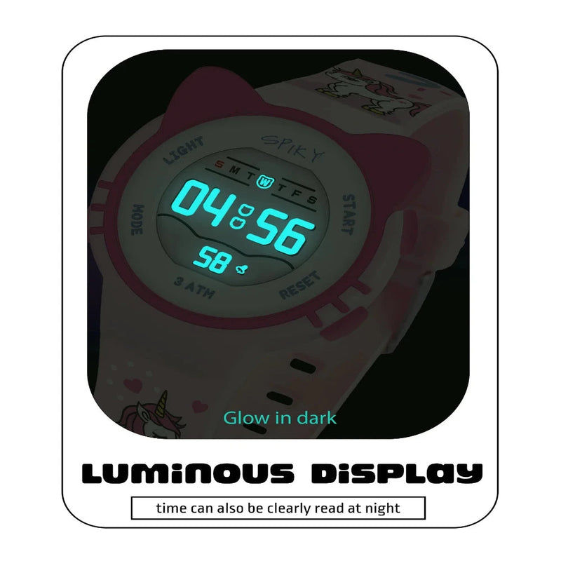 Spiky Spkeva17 Round Cat Shaped Sports Digital Watch