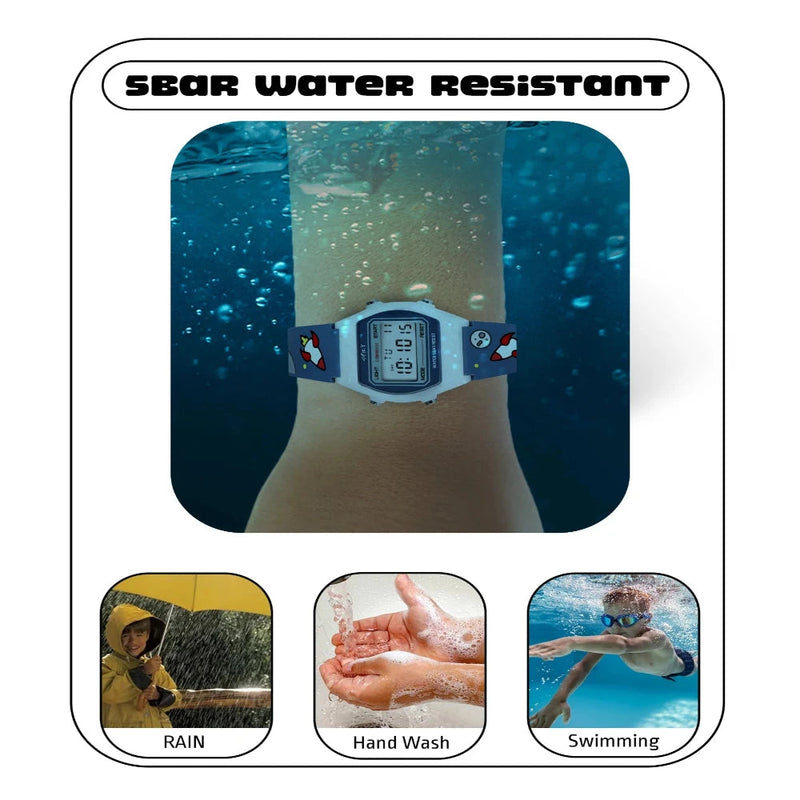 Spiky Spkeva25 Unique Printed Square Multi Functional Sports Digital Watch