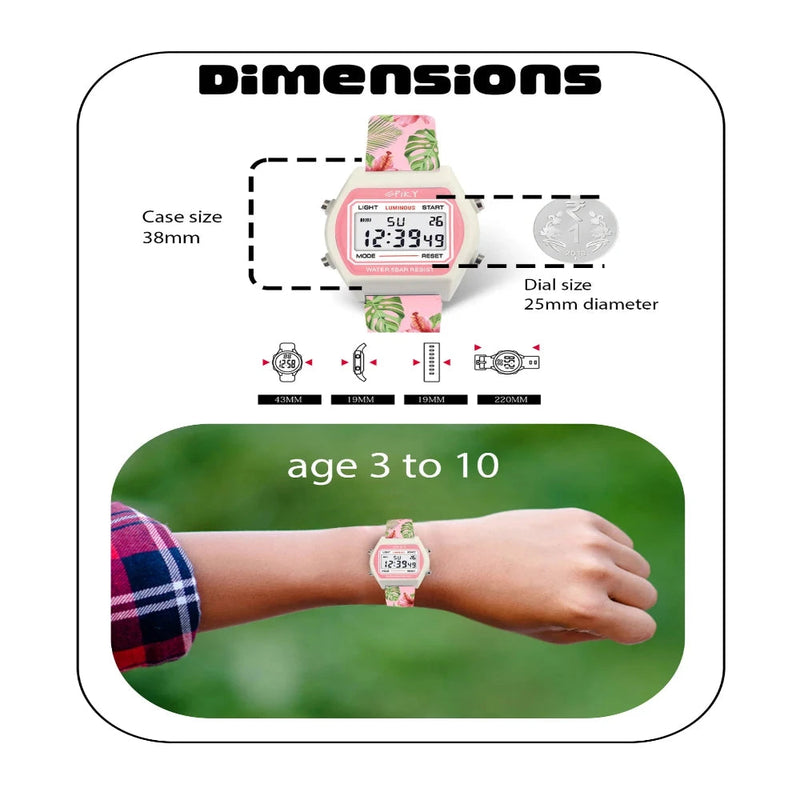 Spiky Spkeva25 Unique Printed Square Multi Functional Sports Digital Watch
