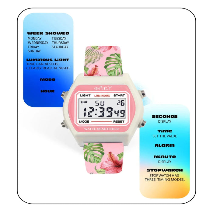 Spiky Spkeva25 Unique Printed Square Multi Functional Sports Digital Watch-Novelty Toys-Spiky-Toycra