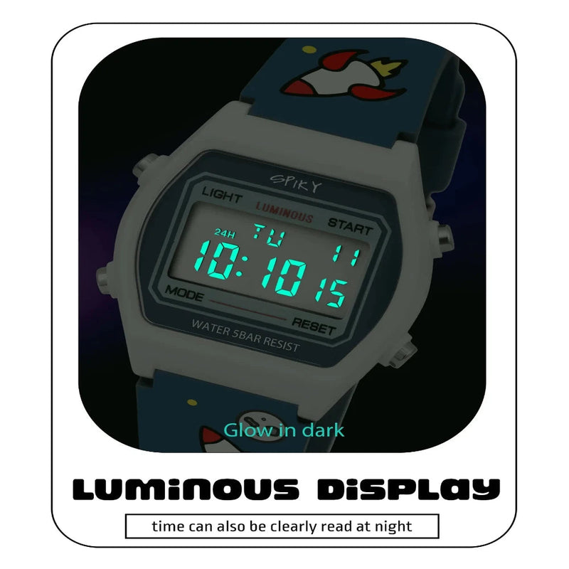 Spiky Spkeva25 Unique Printed Square Multi Functional Sports Digital Watch