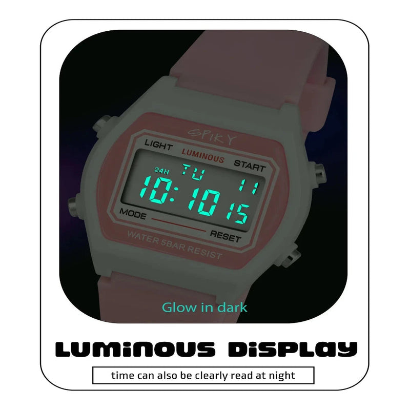 Spiky Spkeva25 Unique Square Multi Functional Sports Digital Watch