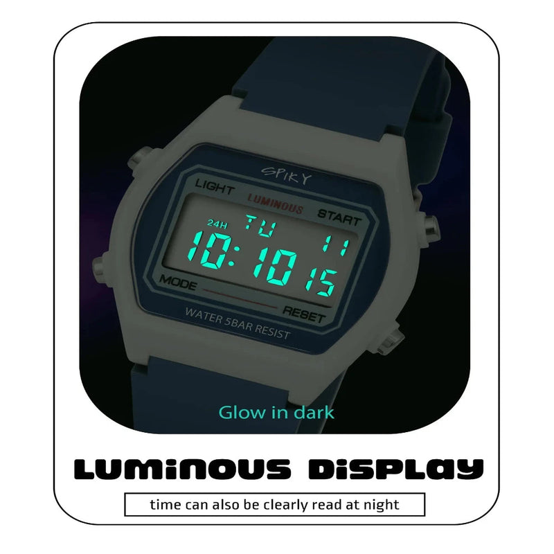 Spiky Spkeva25 Unique Square Multi Functional Sports Digital Watch