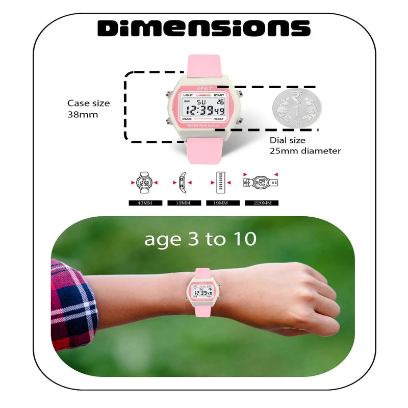 Spiky Spkeva25 Unique Square Multi Functional Sports Digital Watch