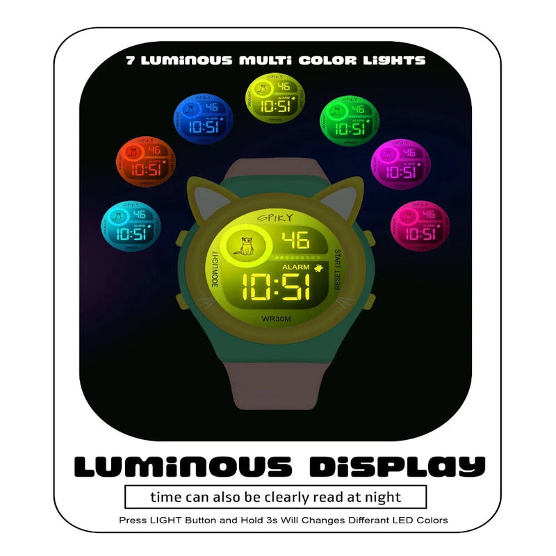 Spiky Spkeva26 Fun Digital Watch For Kids With Cute Animal