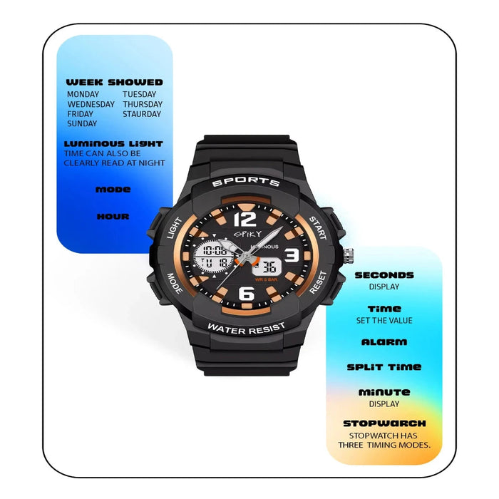 Spiky Spkeva6 Analog & Digital Sporty Watch-Novelty Toys-Spiky-Toycra