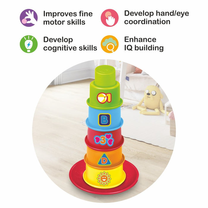 Stacking Shapes EDU Cups | Color & Shape Sorting Toy for Toddlers-simple-Toymate-Toycra