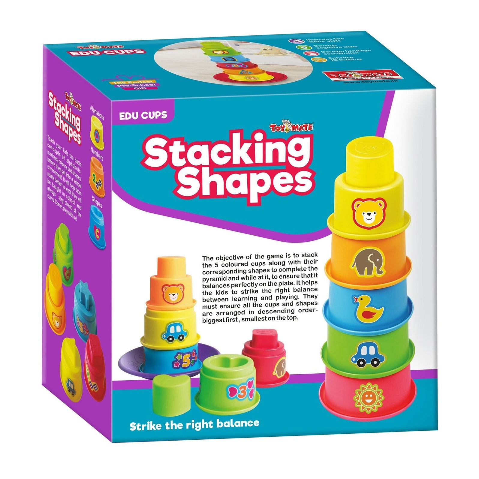 Stacking Shapes EDU Cups | Color & Shape Sorting Toy for Toddlers — Toycra