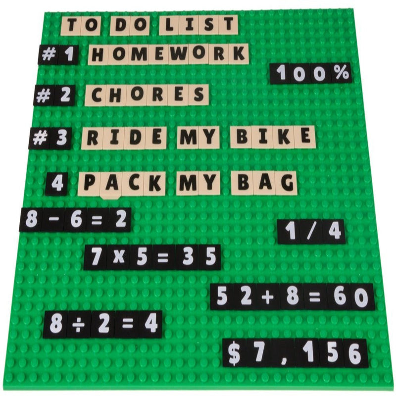 Strictly Briks AlphaBriks & MathBriks and 10"x10" Green Base Plate