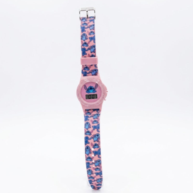 Striders Free Size Digital Watch with Stitch Print - Pink