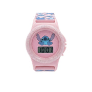 Striders Free Size Digital Watch with Stitch Print - Pink