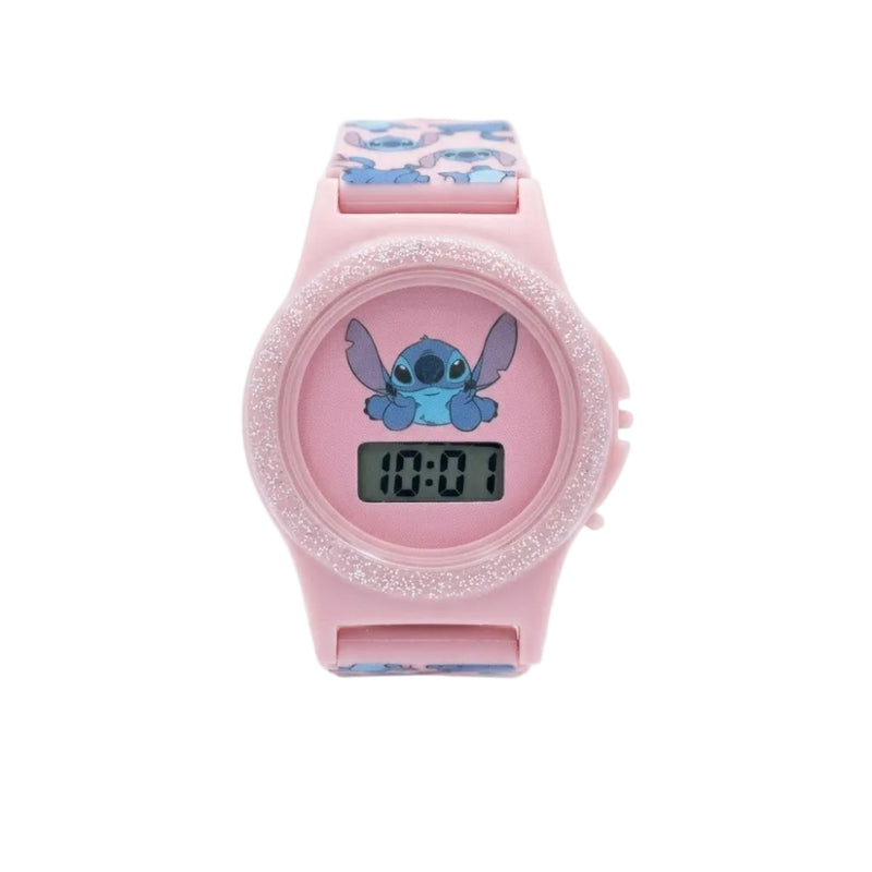 Striders Free Size Digital Watch with Stitch Print - Pink