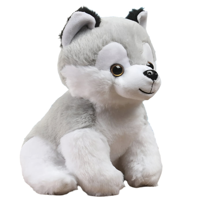 Striders Impex Grey & White Dog Plush Toy - 25 Cm-Soft Toy-Striders Impex-Toycra
