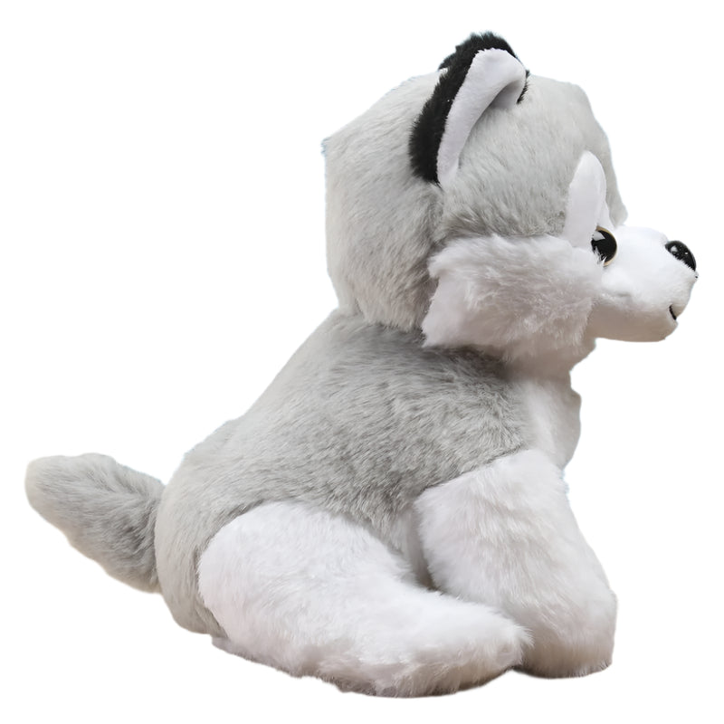 Striders Impex Grey & White Dog Plush Toy - 25 Cm