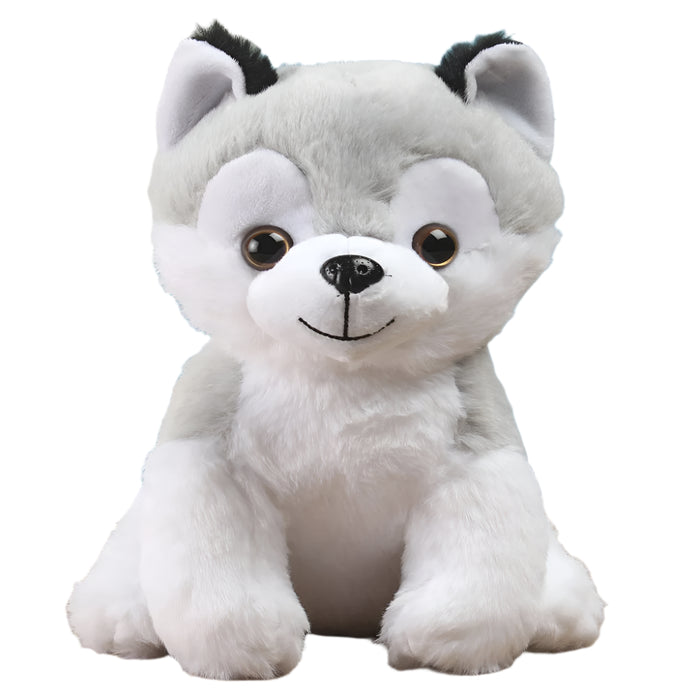 Striders Impex Grey & White Dog Plush Toy - 25 Cm-Soft Toy-Striders Impex-Toycra