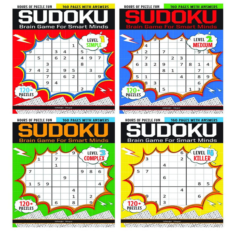 Sudoku Brain Game For Smart Minds ( Set Of 4 books Box Set)