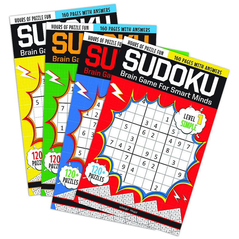 Sudoku Brain Game For Smart Minds ( Set Of 4 books Box Set)