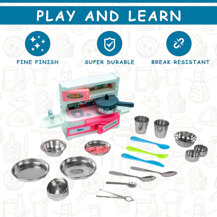 Sunny 21 Pieces Pure Veg Jumbo Kitchen Play Set-Pretend Play-Sunny-Toycra