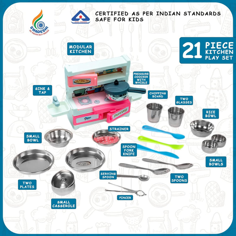 Sunny 21 Pieces Pure Veg Jumbo Kitchen Play Set