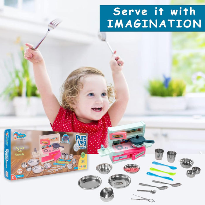 Sunny 21 Pieces Pure Veg Jumbo Kitchen Play Set-Pretend Play-Sunny-Toycra