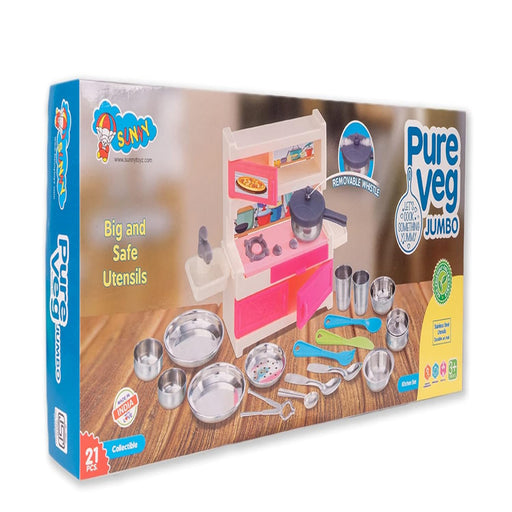 Sunny 21 Pieces Pure Veg Jumbo Kitchen Play Set-Pretend Play-Sunny-Toycra