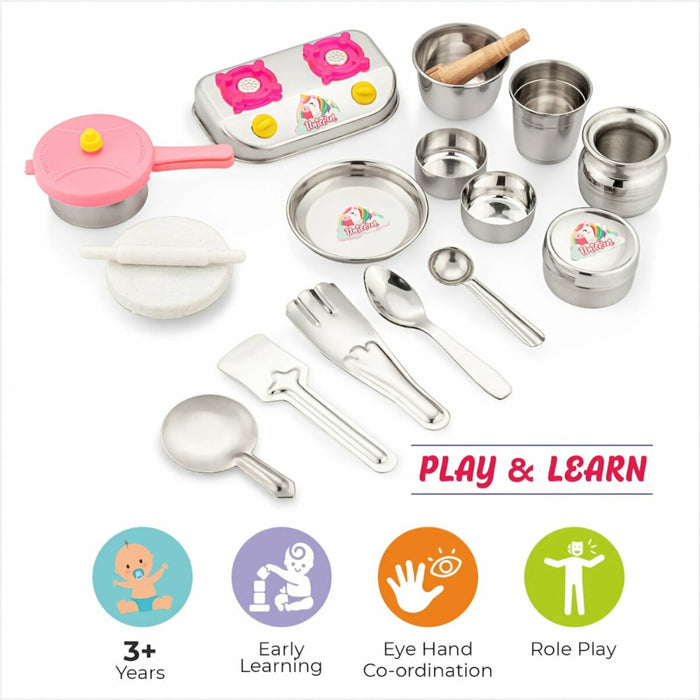 Sunny Unicorn Steel Kitchen Kit -SY1095-Pretend Play-Sunny-Toycra