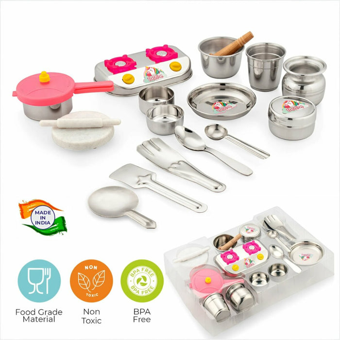 Sunny Unicorn Steel Kitchen Kit -SY1095-Pretend Play-Sunny-Toycra