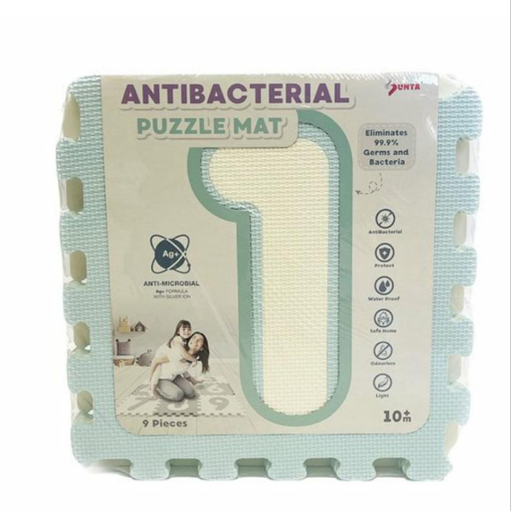 Sunta Anti Bacterial Number Puzzle Mat White/Green 9 Pieces